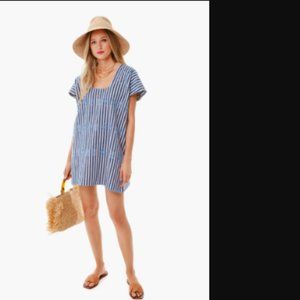 Tuckernuck Blue Stripe Mini Sullivan Embroidered Caftan NWOT Blue & White Med